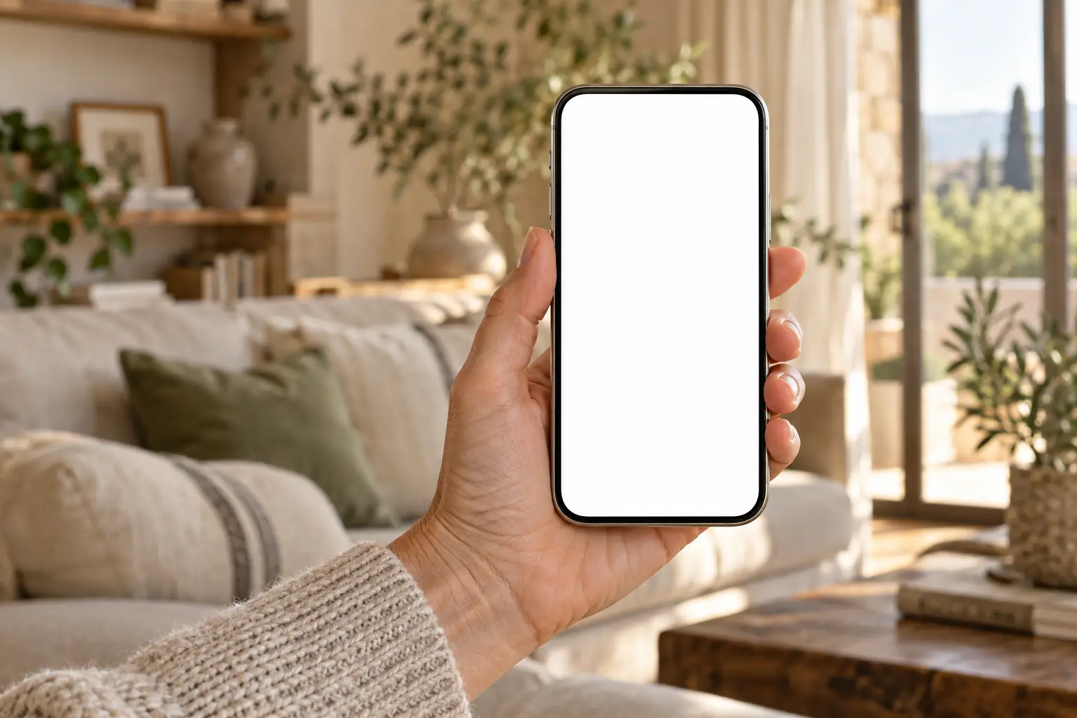 Una mano tiene il telefono con l'app di Nixsa Care